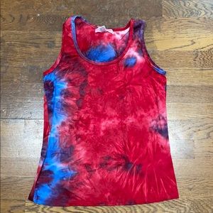 Red and Blue Tie Dye Tank